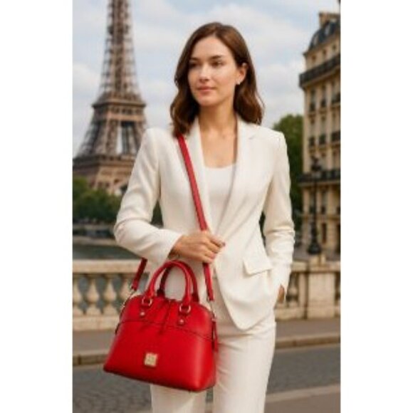 Dooney and Bourke Red Leather Satchel Bag Structured Handbag - NWT  MRSP 448.00 - Picture 3 of 14